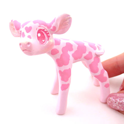 "Pinkies" Cow Figurine - Polymer Clay Valentine's Day Animal Collection