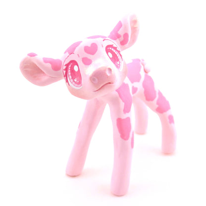 "Pinkies" Cow Figurine - Polymer Clay Valentine's Day Animal Collection