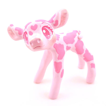 "Pinkies" Cow Figurine - Polymer Clay Valentine's Day Animal Collection