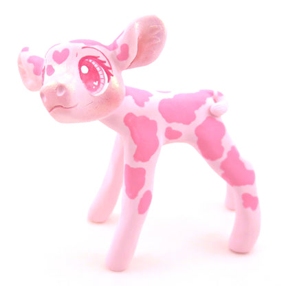 "Pinkies" Cow Figurine - Polymer Clay Valentine's Day Animal Collection