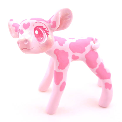 "Pinkies" Cow Figurine - Polymer Clay Valentine's Day Animal Collection