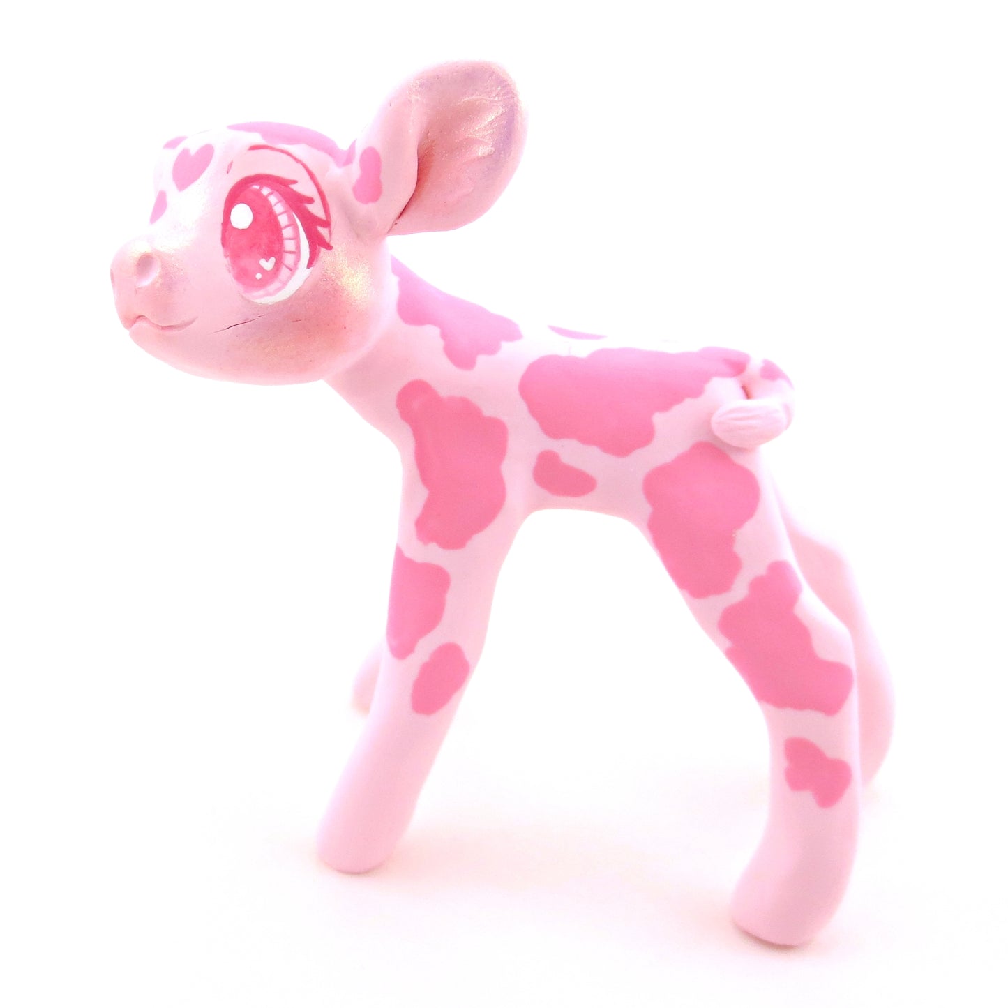 "Pinkies" Cow Figurine - Polymer Clay Valentine's Day Animal Collection