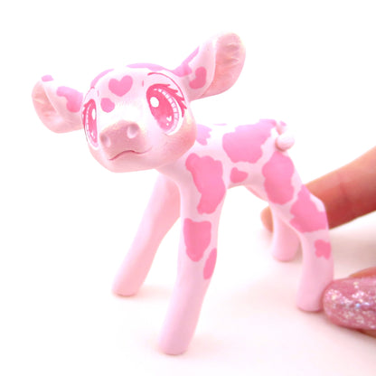 "Pinkies" Cow Figurine - Polymer Clay Valentine's Day Animal Collection