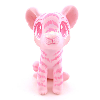 "Pinkies" Tiger Cub Figurine - Polymer Clay Valentine's Day Animal Collection