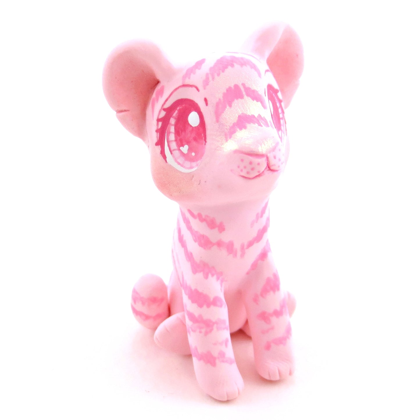 "Pinkies" Tiger Cub Figurine - Polymer Clay Valentine's Day Animal Collection