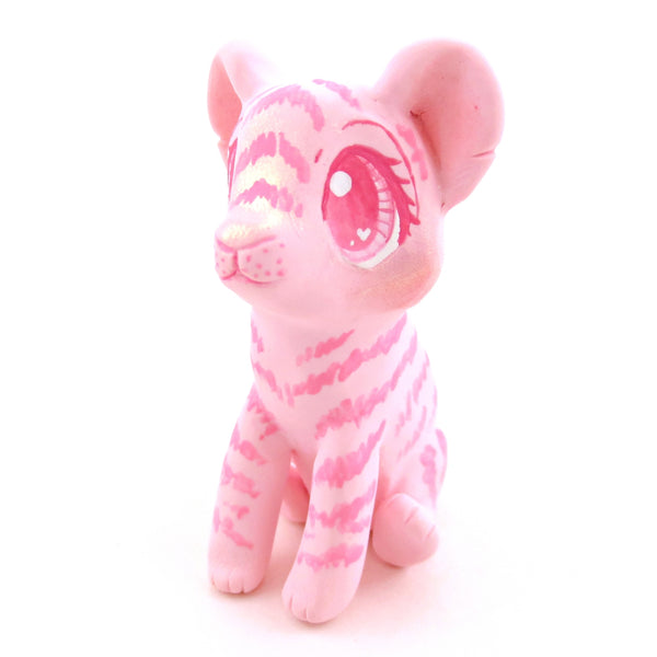"Pinkies" Tiger Cub Figurine - Polymer Clay Valentine's Day Animal Collection