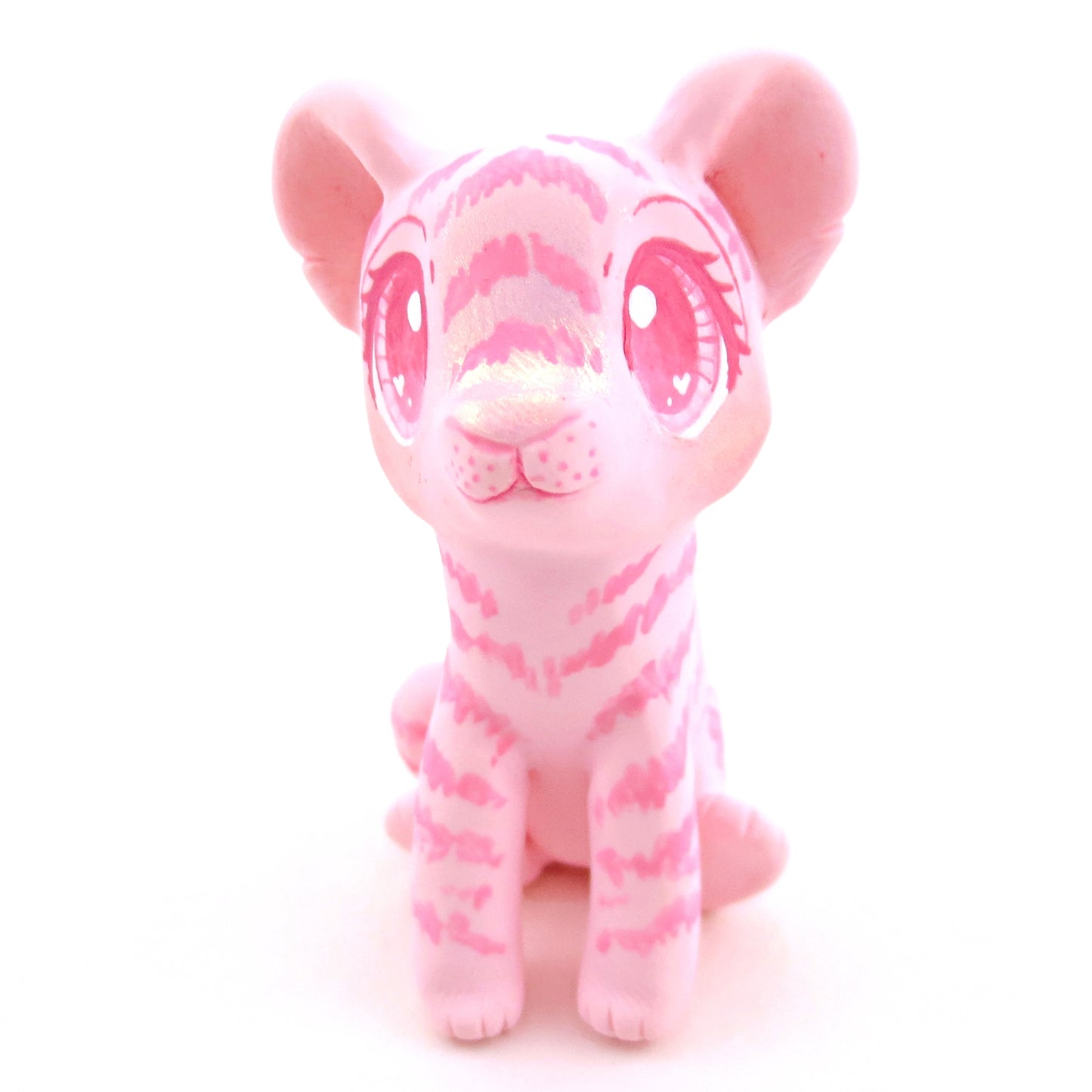 "Pinkies" Tiger Cub Figurine - Polymer Clay Valentine's Day Animal Collection