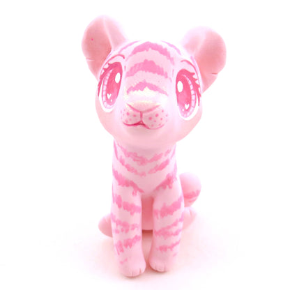 "Pinkies" Tiger Cub Figurine - Polymer Clay Valentine's Day Animal Collection