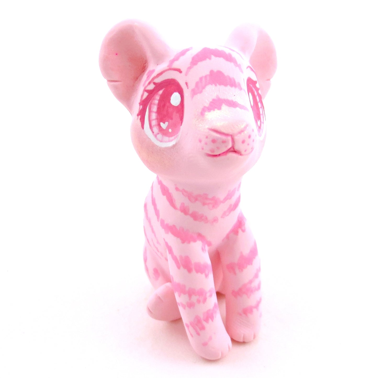 "Pinkies" Tiger Cub Figurine - Polymer Clay Valentine's Day Animal Collection