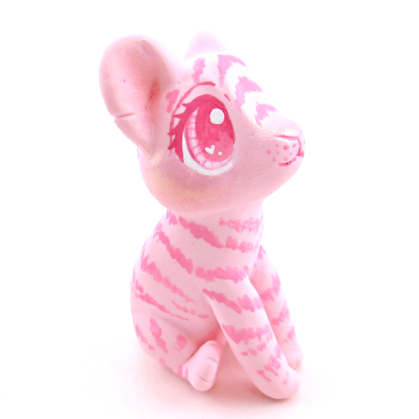 "Pinkies" Tiger Cub Figurine - Polymer Clay Valentine's Day Animal Collection