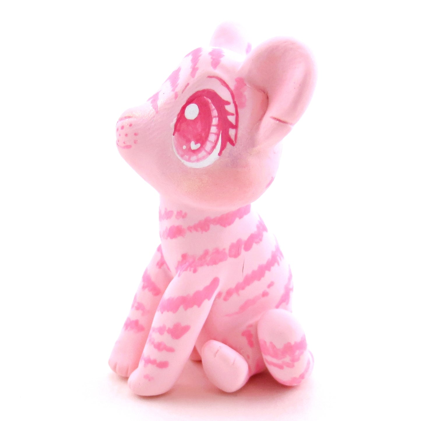 "Pinkies" Tiger Cub Figurine - Polymer Clay Valentine's Day Animal Collection