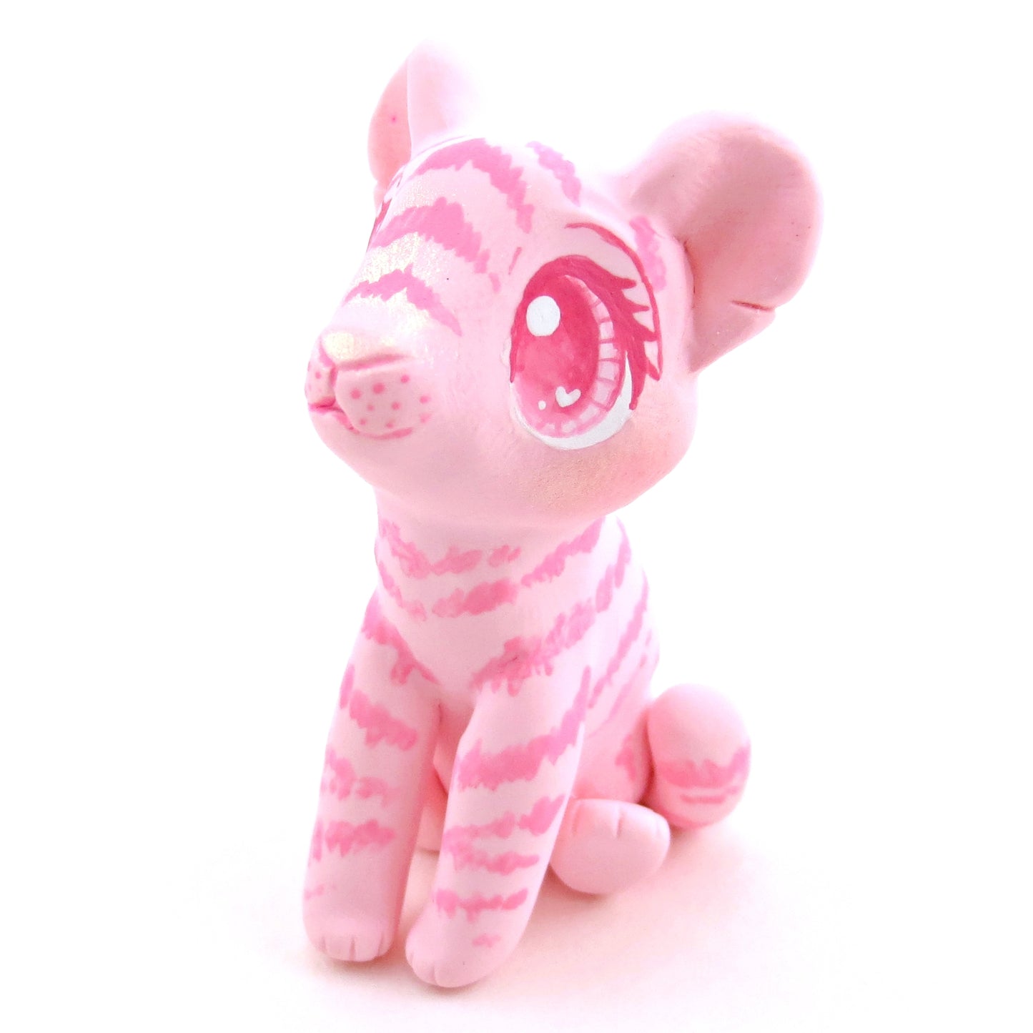 "Pinkies" Tiger Cub Figurine - Polymer Clay Valentine's Day Animal Collection