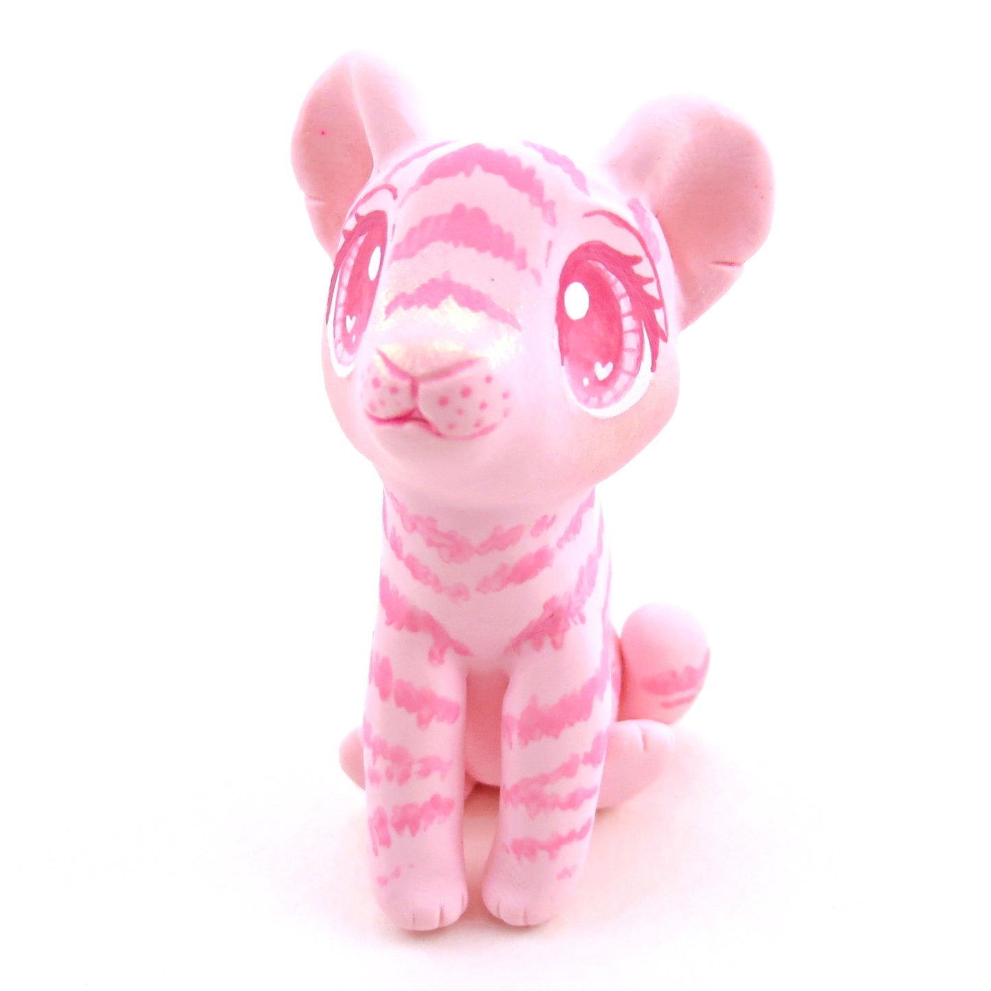 "Pinkies" Tiger Cub Figurine - Polymer Clay Valentine's Day Animal Collection