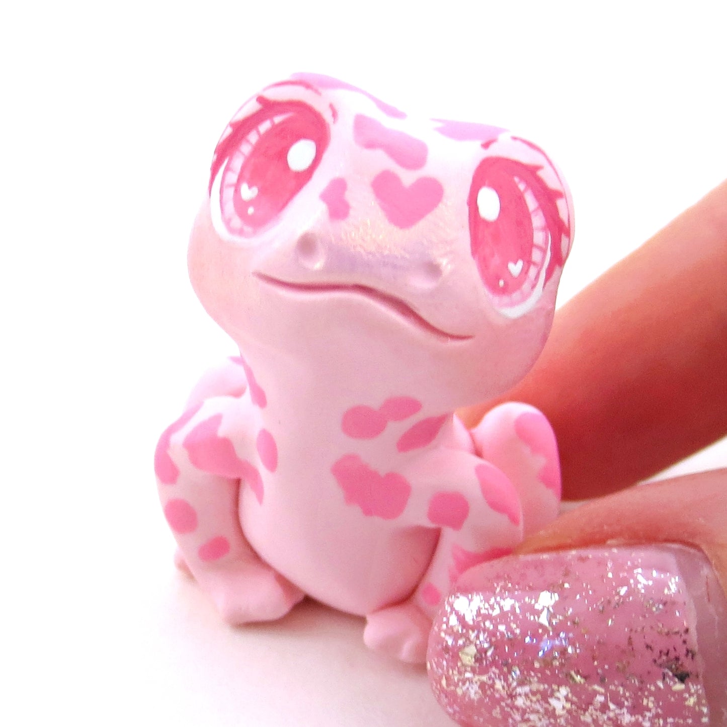 "Pinkies" Spotty Frog Figurine - Polymer Clay Valentine's Day Animal Collection