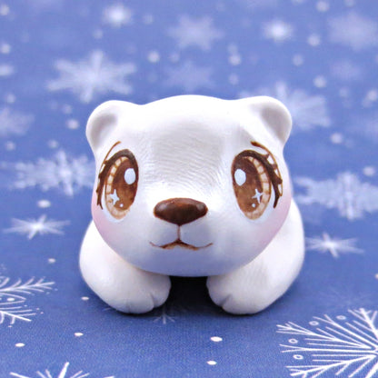 Splooting Polar Bear Figurine - Polymer Clay Animals Winter Collection