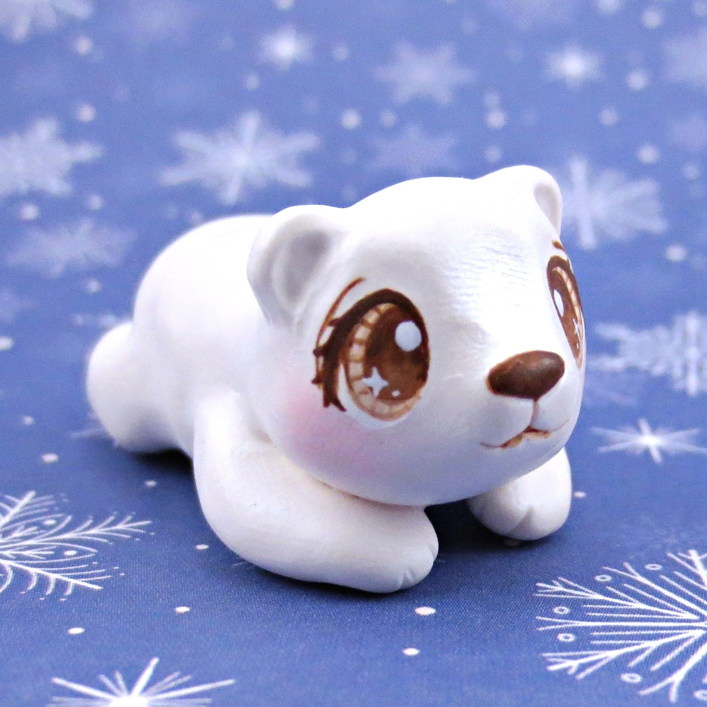 Splooting Polar Bear Figurine - Polymer Clay Animals Winter Collection