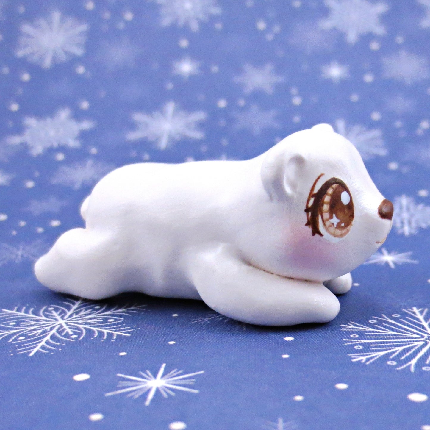 Splooting Polar Bear Figurine - Polymer Clay Animals Winter Collection