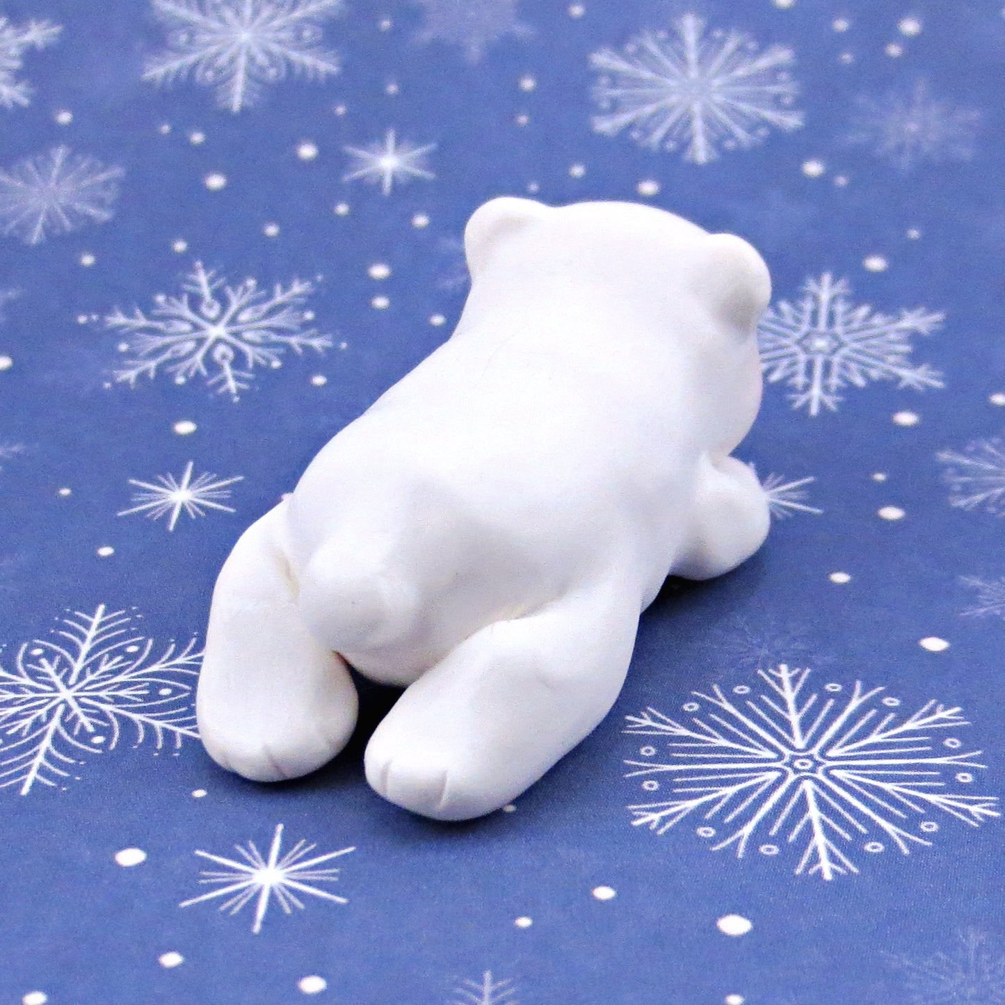 Splooting Polar Bear Figurine - Polymer Clay Animals Winter Collection