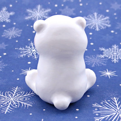 Sitting Polar Bear Figurine - Polymer Clay Animals Winter Collection