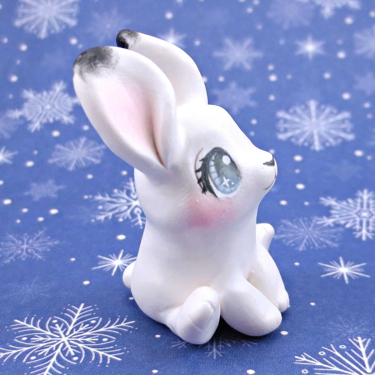 Arctic Hare Figurine - Polymer Clay Animals Winter Collection