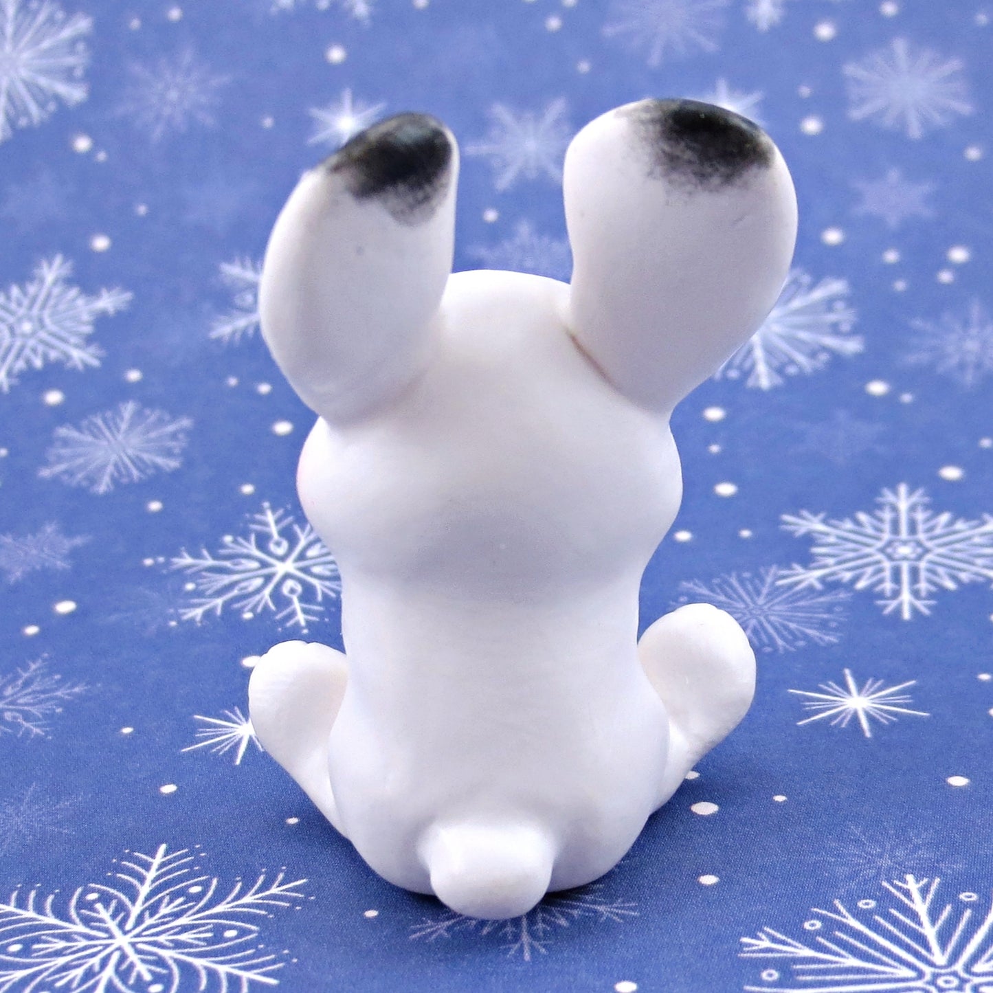 Arctic Hare Figurine - Polymer Clay Animals Winter Collection