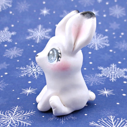 Arctic Hare Figurine - Polymer Clay Animals Winter Collection