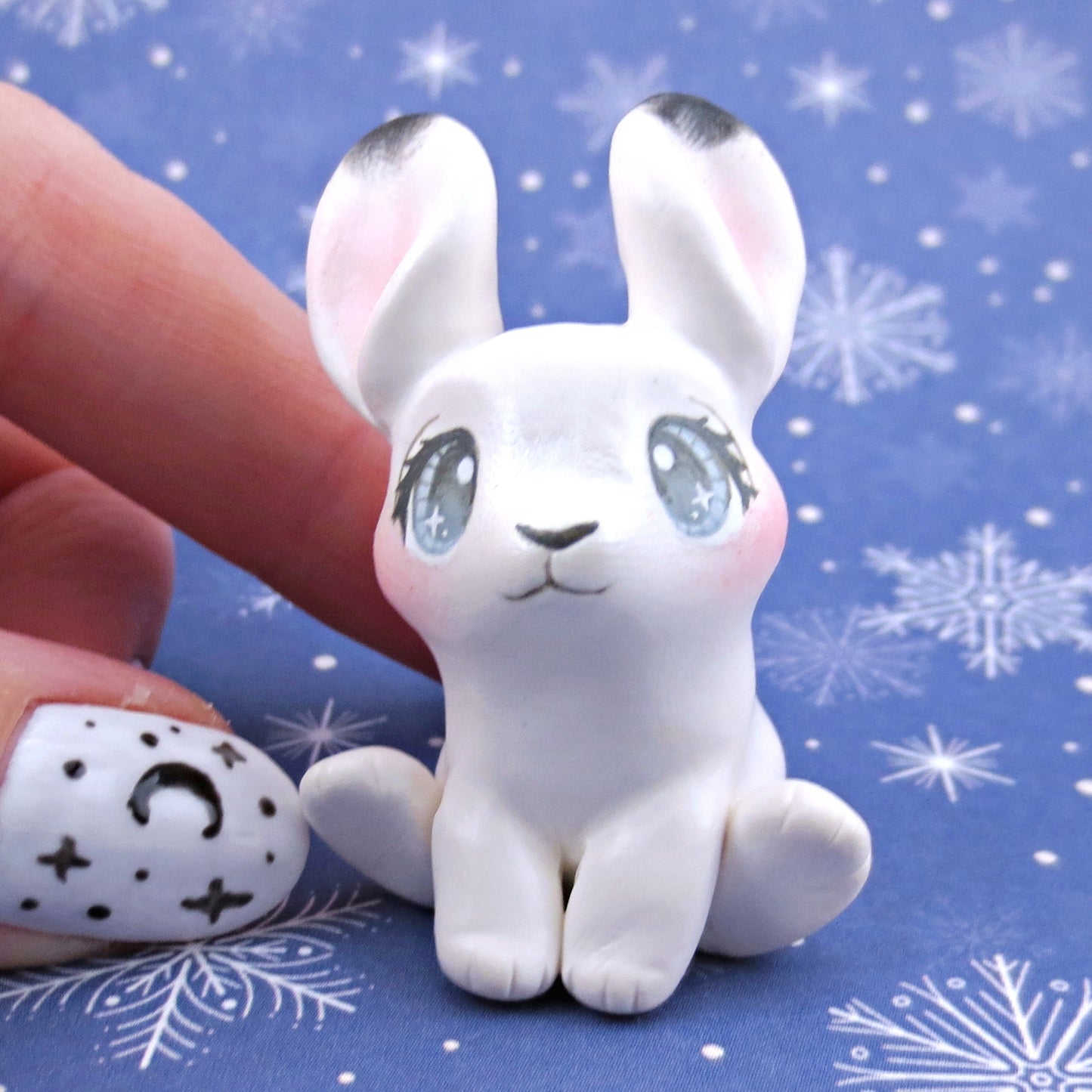 Arctic Hare Figurine - Polymer Clay Animals Winter Collection