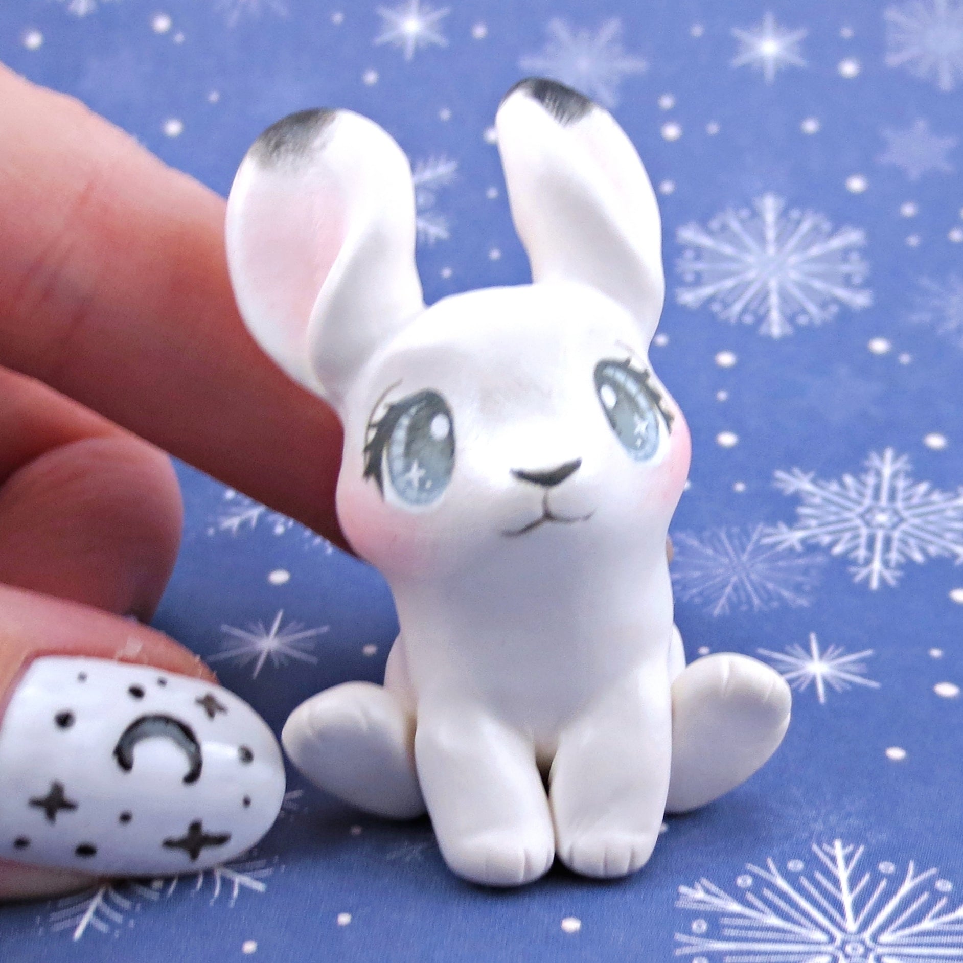Arctic Hare Figurine Polymer Clay Animals Winter Collection