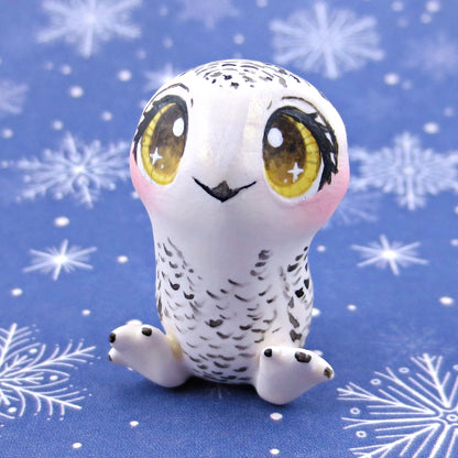 Snowy Owl Figurine 2 - Polymer Clay Animals Winter Collection