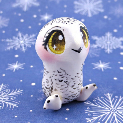 Snowy Owl Figurine 2 - Polymer Clay Animals Winter Collection