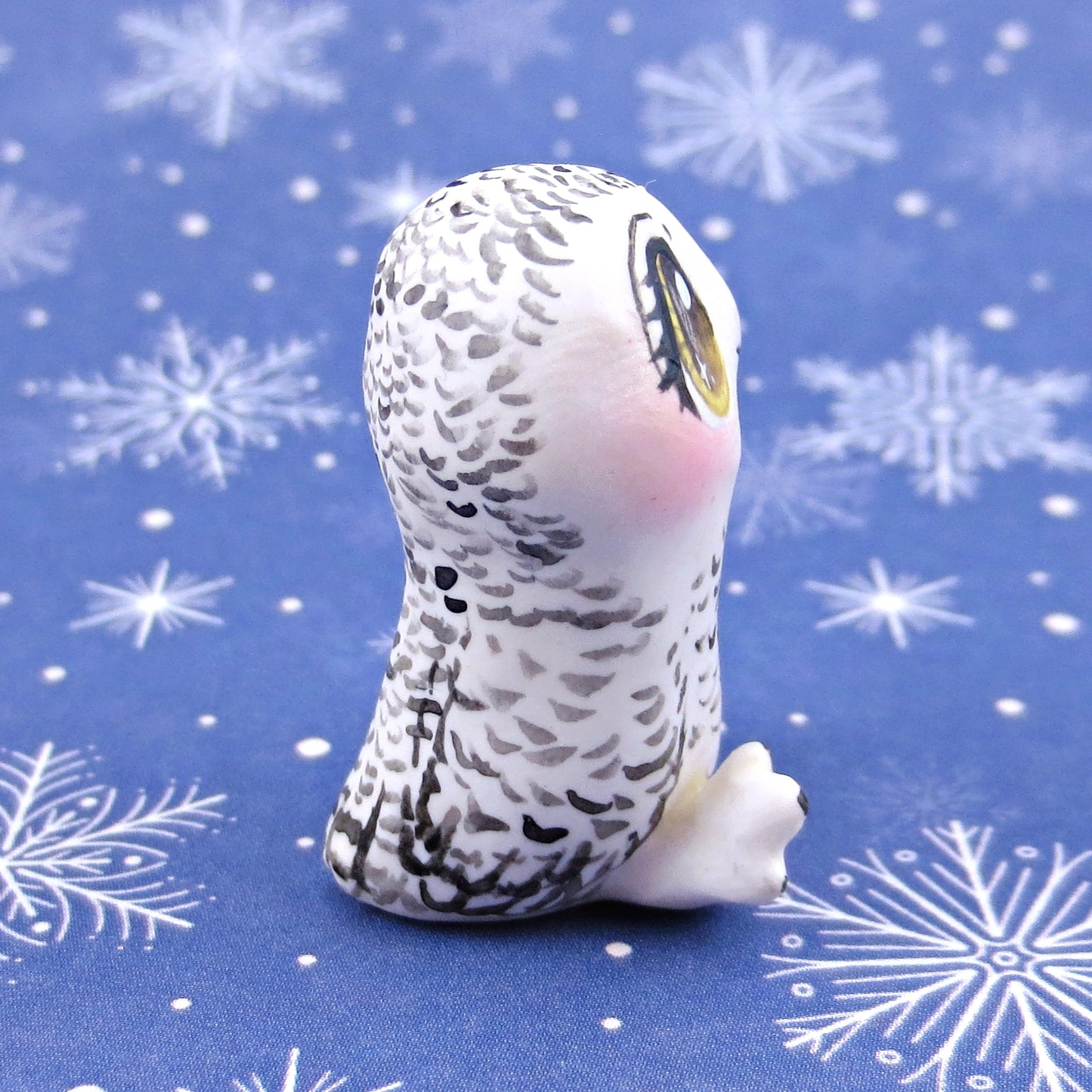 Snowy Owl Figurine 2 - Polymer Clay Animals Winter Collection