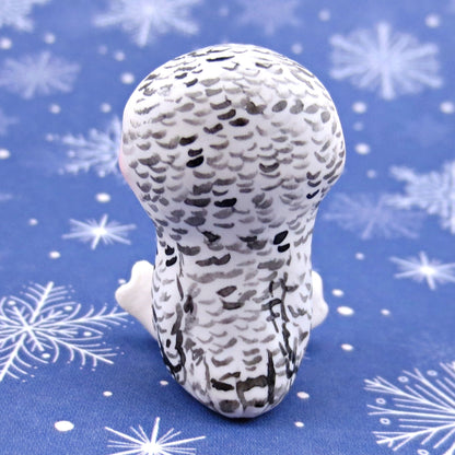 Snowy Owl Figurine 2 - Polymer Clay Animals Winter Collection