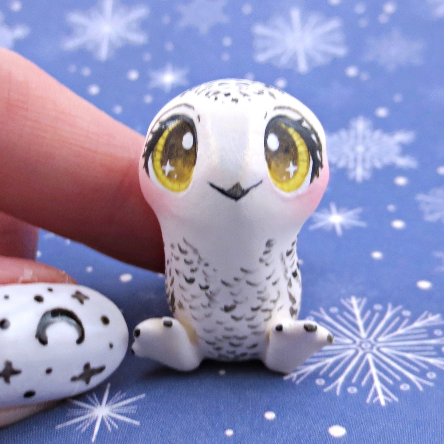 Snowy Owl Figurine 2 - Polymer Clay Animals Winter Collection