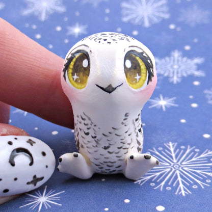 Snowy Owl Figurine 2 - Polymer Clay Animals Winter Collection