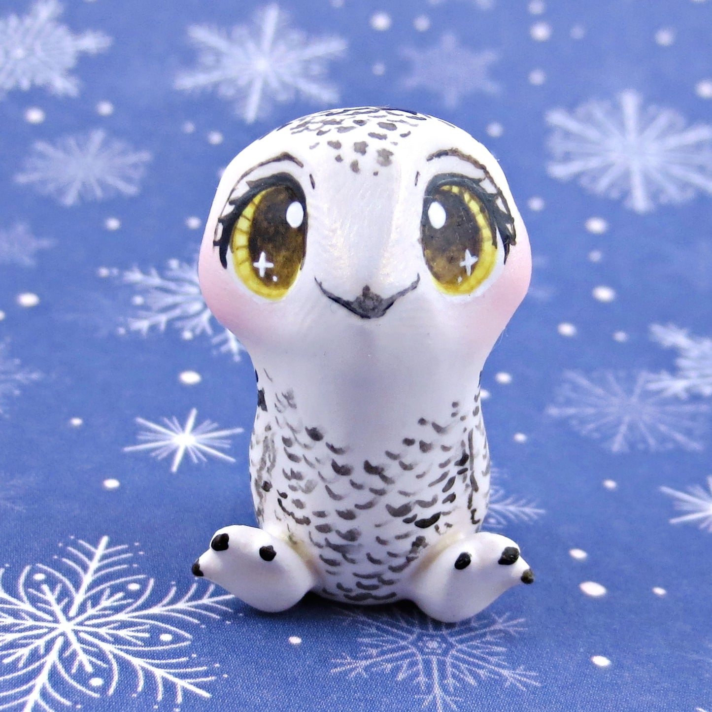 Snowy Owl Figurine - Polymer Clay Animals Winter Collection