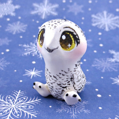 Snowy Owl Figurine - Polymer Clay Animals Winter Collection