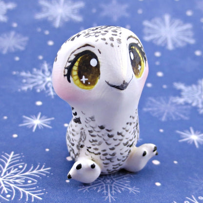 Snowy Owl Figurine - Polymer Clay Animals Winter Collection