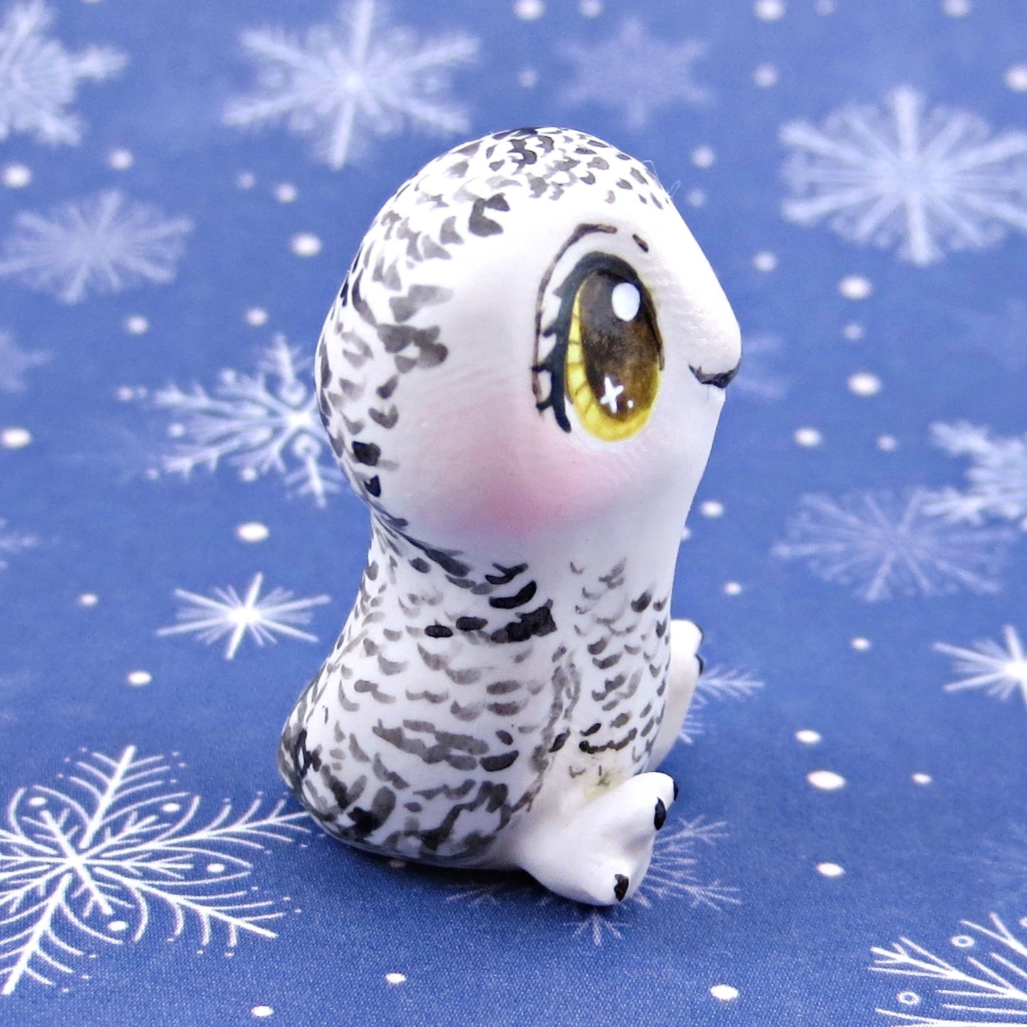 Snowy Owl Figurine - Polymer Clay Animals Winter Collection