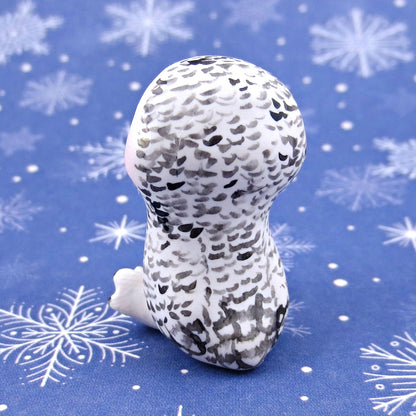 Snowy Owl Figurine - Polymer Clay Animals Winter Collection