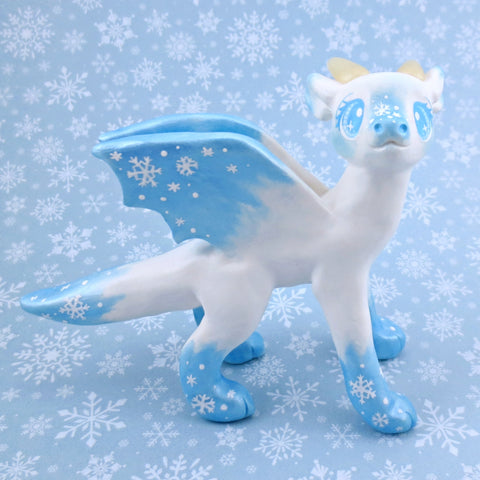 Snowflake Dragon Figurine - Polymer Clay Animals Winter Collection