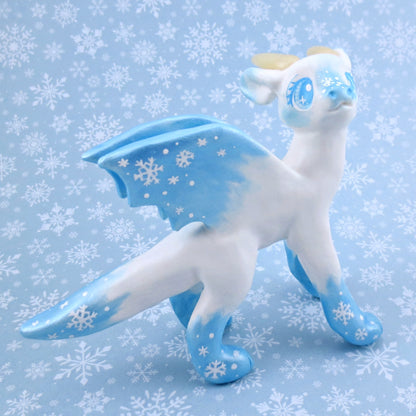 Snowflake Dragon Figurine - Polymer Clay Animals Winter Collection