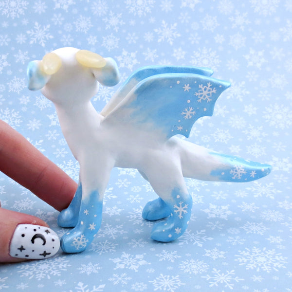 Snowflake Dragon Figurine - Polymer Clay Animals Winter Collection