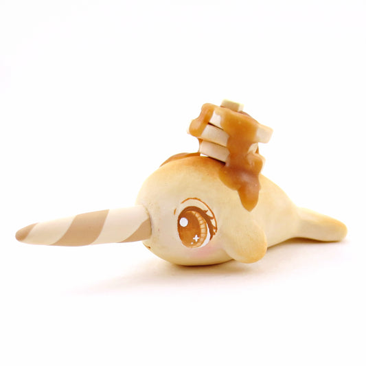 Pancake Narwhal Figurine - "Breakfast Buddies" Polymer Clay Animal Collection