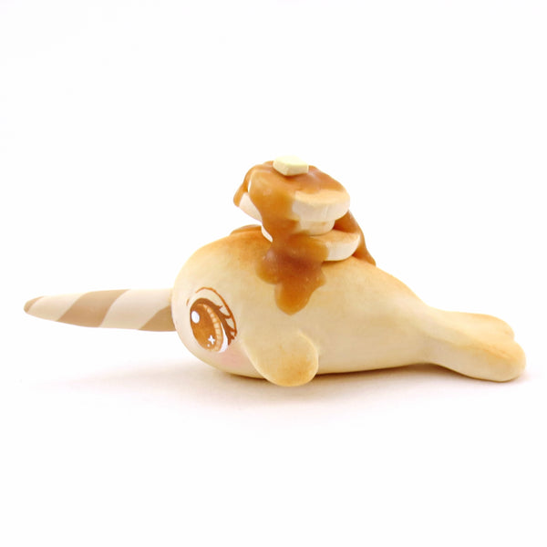Pancake Narwhal Figurine - "Breakfast Buddies" Polymer Clay Animal Collection