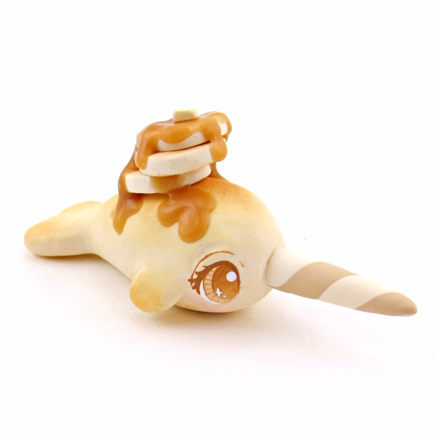 Pancake Narwhal Figurine - "Breakfast Buddies" Polymer Clay Animal Collection