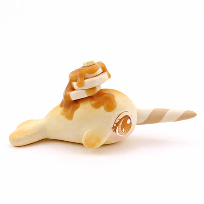 Pancake Narwhal Figurine - "Breakfast Buddies" Polymer Clay Animal Collection