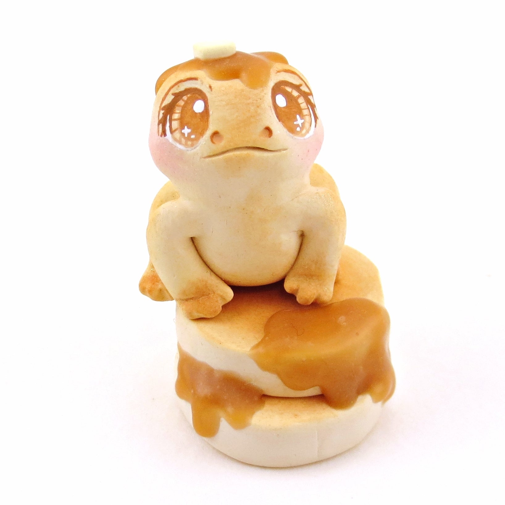 Pancake Frog Figurine - "Breakfast Buddies" Polymer Clay Animal Collection