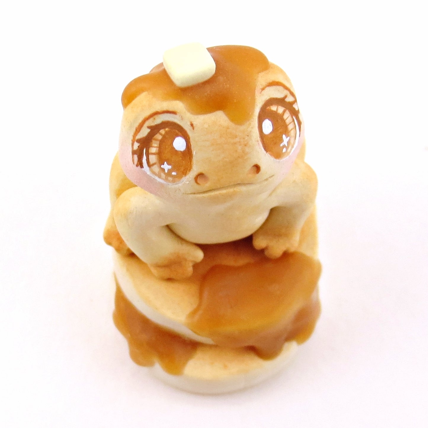 Pancake Frog Figurine - "Breakfast Buddies" Polymer Clay Animal Collection