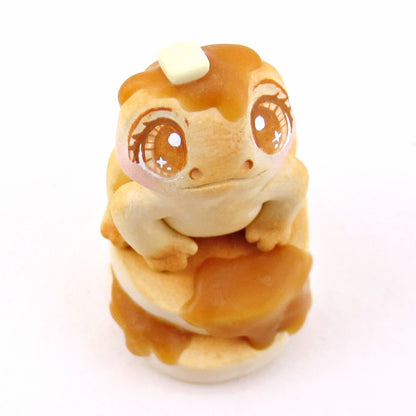 Pancake Frog Figurine - "Breakfast Buddies" Polymer Clay Animal Collection