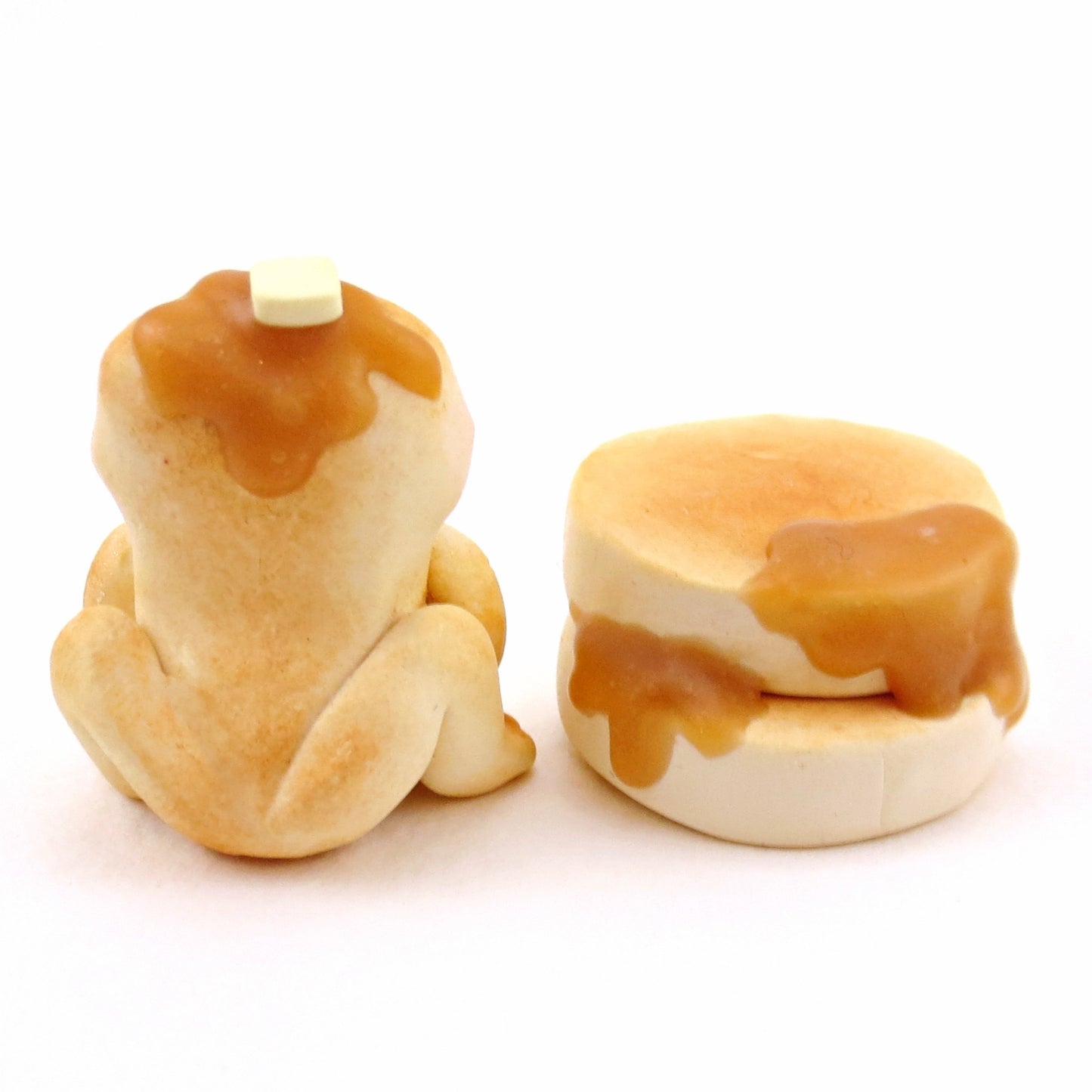 Pancake Frog Figurine - "Breakfast Buddies" Polymer Clay Animal Collection